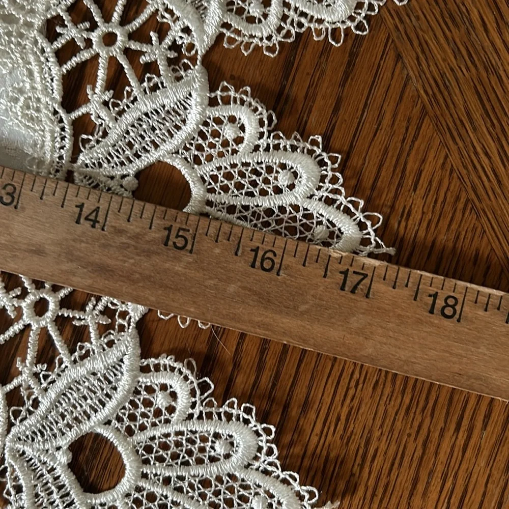Vintage Ivory Lace and Fabric Table Runner or Dresser Scarf